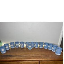 The collection of 14 Wedgwood Jasperware Blue Mugs Christmas London 1971-1984 picture