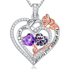 Iefil Rose Heart Gifts for Women Wife, Anniversary 02-06-Feb-Jun Birthstone picture
