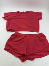 J.Crew Lounge Set Womens 3X Plus Red Short Sleeve Sweatshirt Shorts 2 Piece picture