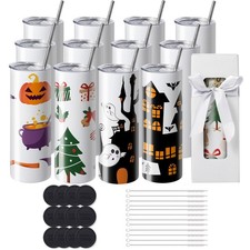 Uimoso 12Pack Straight Sublimation Tumbler Bulk Blank 20oz Stainless Steel White picture