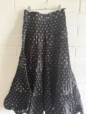BNWT Zimmermann Polka Dot Pleated Tiered Midi Skirt Black White Size 0P picture