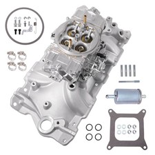 Aluminum BR-67199 Carburetor and 2701 Dual Plane Intake Manifold For SBC Chevy picture