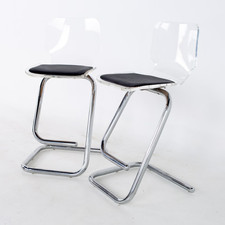 VINTAGE 1970s Luigi Bardini Lucite & Chrome Illuminating MCM Barstools-Original picture