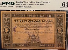 Danish West Indies 1898 2 Dalere P8r  PMG 64 EPQ Choice UNC US Virgin Island picture