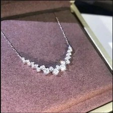 1.80 Ct Round Cut Lab Created Diamond Necklace 14K White Gold Plated Silver picture