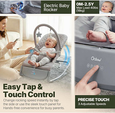 Orzbow Electric Baby Rocker Touch Control Infant Toddler Gray OM-2.5Y picture