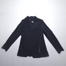 Athleta Black Stellar Blazer Jacket Open Front Notch Collar Zip Pockets Size M picture
