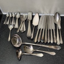 Vintage German Silverplate Flatware Set 43 Pc FBC Rostfrei 90 Silver Spoon Ladle picture