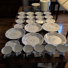 55 PC LISTING Johann Haviland Bavaria Germany Blue Garland Cups, Plates, Bowls picture