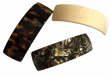 French Amie Handmade Curved Medium Automatic Strong Grip Hair Clip Barrette picture