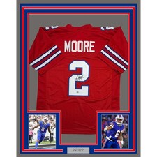 Framed Autographed/Signed DJ D.J. Moore 35x39 Buffalo Red Jersey PSA COA picture