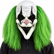 Halloween Horror Green Hair Clown Mask Scary Evil Killer Clown Costume Mask picture