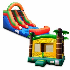 Commercial Inflatable Water Slide Bounce House Combo Rainbow Tropical Moonwalk picture