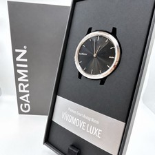 GARMIN vivomove Luxe 010-02241-73 Sapphire AMOLED Silver Smartwatch Box Working picture