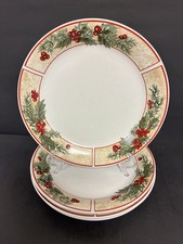 Gibson Stoneware Christmas Dishes MERRY MISTLETOE Set of 4 Dinner Plates 9-7/8” picture