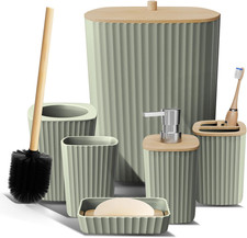 Bathroom Set - Sage Green Bathroom Accessories Set, 6PC Bathroom Accessory Set, picture