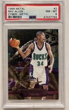 PSA 8 RAY ALLEN 1996 Fleer Metal Basketball Cyber-Metal #2 MIL Bucks picture
