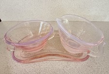 Vintage Fostoria Seascape Opalescent Pink 3 Pieces NICE Depression Glass Set picture