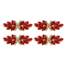 4Pcs Rhinestone Crystal Applique Beaded Patches Light Red/Light Gold picture
