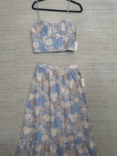 Japna Matching Skirt Set Cropped Corset Top With Long Skirt Large Floral Boho picture