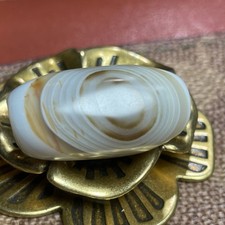 Natural Banded Old Agate Dzi Bead Tibetan Amulet Pendant 15x30mm #6378 picture