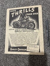 Rare 1937 Harley Advertisement picture