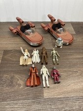 Vintage Kenner Star Wars 1977-78 Lot 8 Figures 2 Landspeeders Luke Leia R2D2 picture