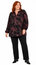 Susan Graver 3X Liquid Knit Red/Black PAISLEY Embellished Tunic picture