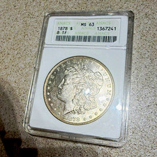 1878 Morgan 8TF ANACS MS63 VAM15 Candidate/Late Die, Obverse doubling, Soapbox picture