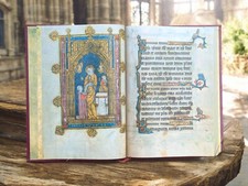 Book Of Hours 1300-1325 AD Facsimile Deluxe Leather-Bound Medieval Manuscript picture