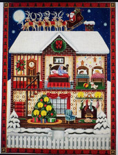 Handpainted Needlepoint Canvas , Rebecca Wood, The Night Before Christmas ,13 ct picture
