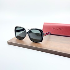 Gucci GG0714SA 001 Black Gray Lens Web Stripe Sunglasses New w/ Box picture
