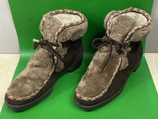 Vintage Yodelers Women's Brown Suede & Faux Fur Boots Sz 8 Made in The USA picture