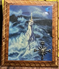 Vintage Unicorn Fantasy Wall Clock Wood & Metal picture