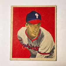 1949 Bowman Curt Simmons Rookie  #14 Philadelphia Phillies Back has Tape picture