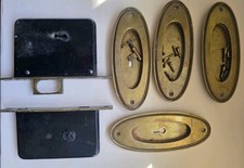 Reclaimed Yale and Towne Y&T Pocket Door Sliding Door Pulls And Locks With Key picture