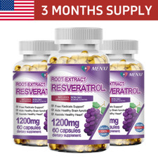 Resveratrol Maximum 1200MG Strength Natural 180 CAPSULES Anti Aging Antioxidant picture