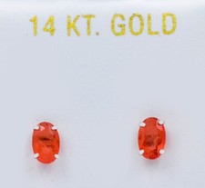 GENUINE 1.70 Cts PADPARADSCHA SAPPHIRE STUD EARRINGS 14K SOLID WHITE GOLD -NWT picture