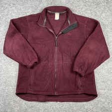 Vintage L.L. Bean Fleece Jacket Womens L Burgundy High Pile Soft 90s Made In USA picture