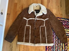 Iconic 1960s SEARS ‘The Leather Shop’ Chocolate Suede Shearling Jacket Sz 42 picture