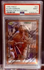 1996 Topps Finest Allen Iverson w/Coating #69 PSA 9 Rare 76ers picture