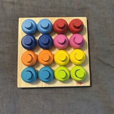 Haba Rainbow Whirls Wooden Sorting And Stacking Game Toy Colorful Peg Ring picture