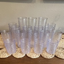 Lot of 18 Carlisle Pebble Optic Clear Plastic Tumblers Mixed Sizes Stackable picture