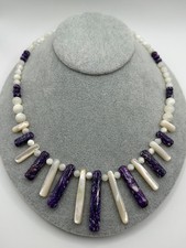 Jay King DTR Purple Spiny Oyster Shell Mother of Pearl Sterling Silver Necklace picture