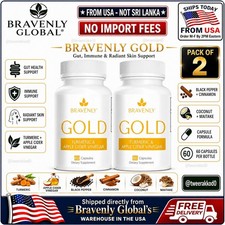 Bravenly GOLD Turmeric Apple Cider Vinegar Capsules 60ct 2 Bottles Gut Support🔥 picture