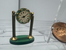 Artist Leilani Warling Signed LWS Green Onyx Mantel Clock~Dollhouse Miniatures picture