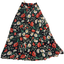 Vintage 70s 1970s daisies and poppies floral print long skirt Irene Kasmer CA picture