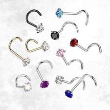 4-11PCS 18G 20G Implant Grade Titanium Nose Stud Screw Ring Prong Setting 2mm CZ picture