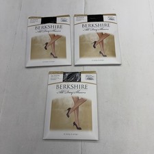 Berkshire All Day Sheers Pantyhose Womens Q Black Plus Non Control Top Lot 3 picture
