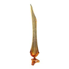 Vintage MCM Amber Swung Art Glass Floor Vase 28.5